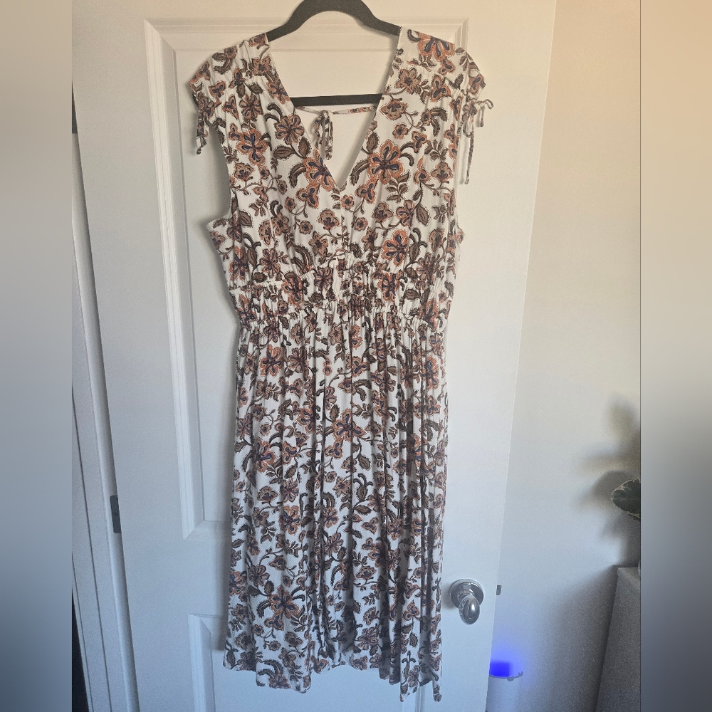 a.n.a Womens Sleeveless Floral Midi A-Line Dress Size XL